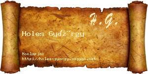 Holes György névjegykártya
